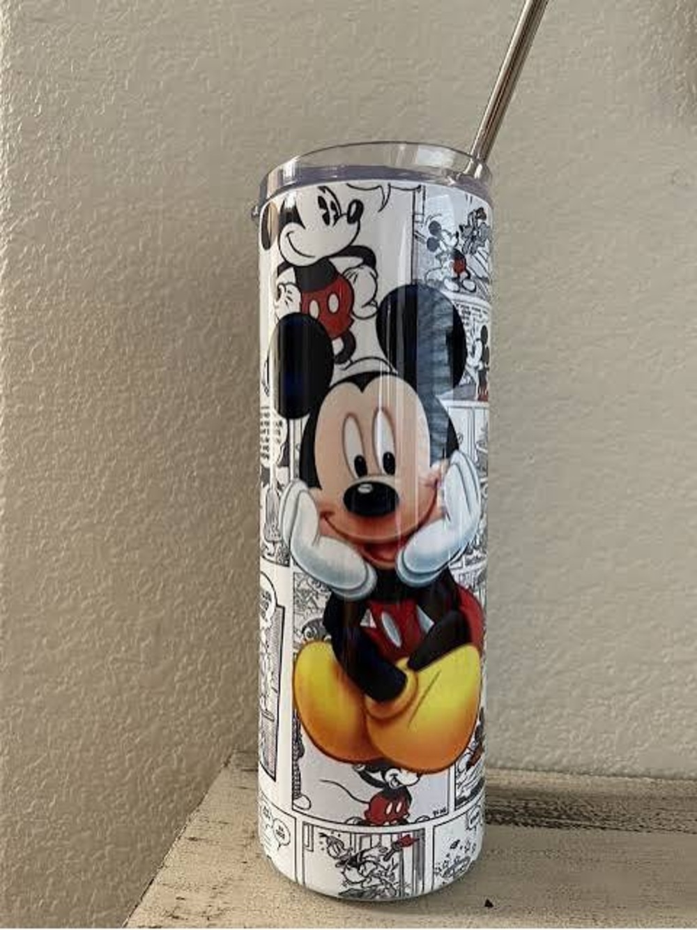 Disney Mickey Mouse White Stainless Tumbler with Straw